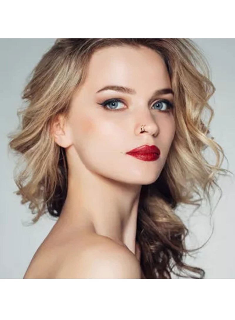 SOLARAE خاتم أنف مزدوج لثقب واحد من الفولاذ المقاوم للصدأ، خاتم أنف مزدوج حلزوني، حلقات أنف متدلية، مجوهرات ثقب الأنف للنساء والرجال 10 قطع - Image 4