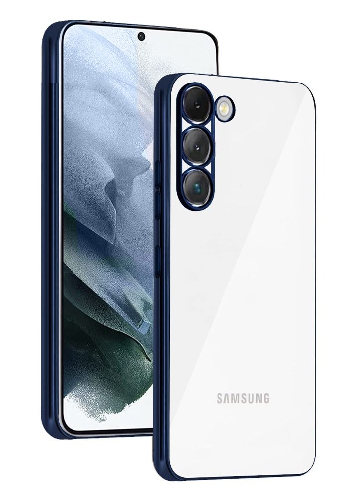KST Design Samsung Galaxy S23 Case Clear Case with Electroplating Frame 6D Plating Camera Lens Protection Classic Series 6.1 inch Blue/Clear  - Image 1