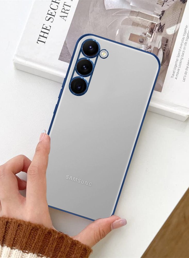 KST Design Samsung Galaxy S23 Case Clear Case with Electroplating Frame 6D Plating Camera Lens Protection Classic Series 6.1 inch Blue/Clear  - Image 2