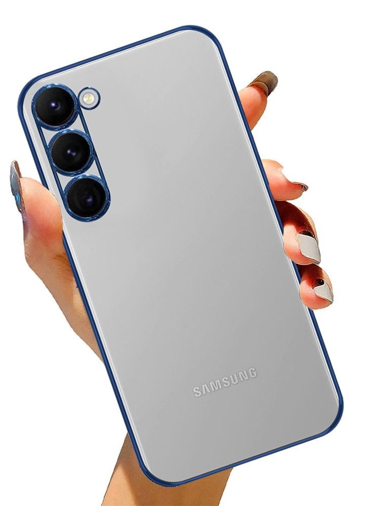 KST Design Samsung Galaxy S23 Case Clear Case with Electroplating Frame 6D Plating Camera Lens Protection Classic Series 6.1 inch Blue/Clear  - Image 5