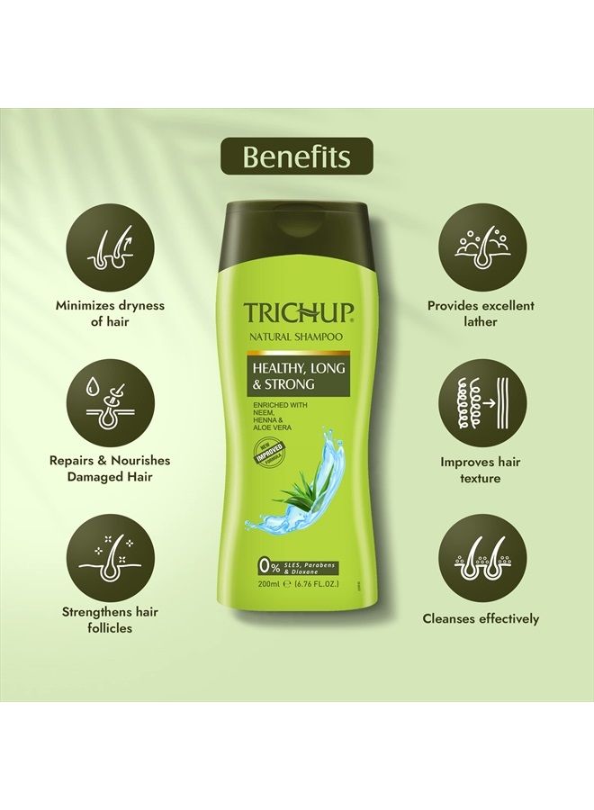 Trichup Healthy Long & Strong Herbal Hair Shampoo (200 ml x 3) (Pack of 3) - Image 3