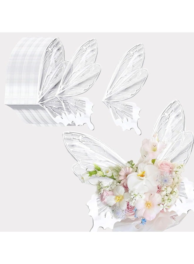 40 ورقة كريستال فراشة زهرة باقة التغليف ورقة واضحة الزهور ملفوفات التعبئة والتغليف باقة الملحقات - Image 1