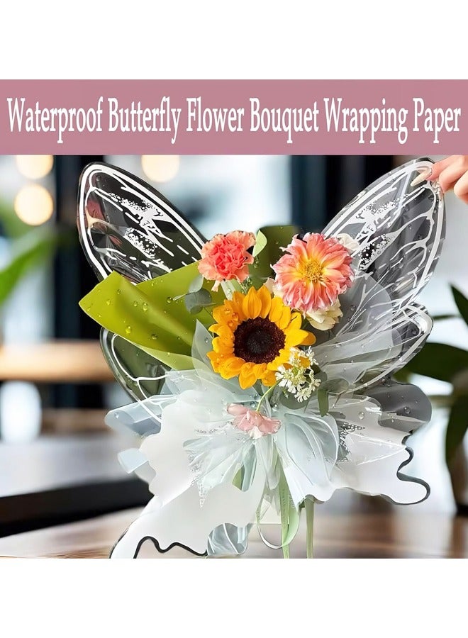 40 ورقة كريستال فراشة زهرة باقة التغليف ورقة واضحة الزهور ملفوفات التعبئة والتغليف باقة الملحقات - Image 3