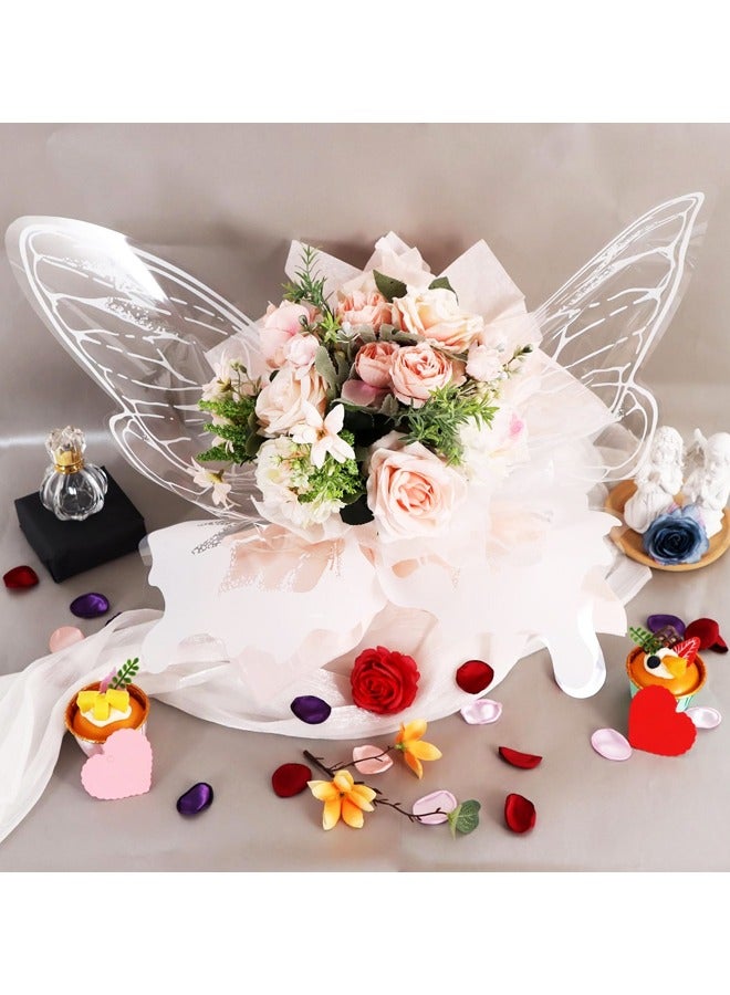 40 ورقة كريستال فراشة زهرة باقة التغليف ورقة واضحة الزهور ملفوفات التعبئة والتغليف باقة الملحقات - Image 5