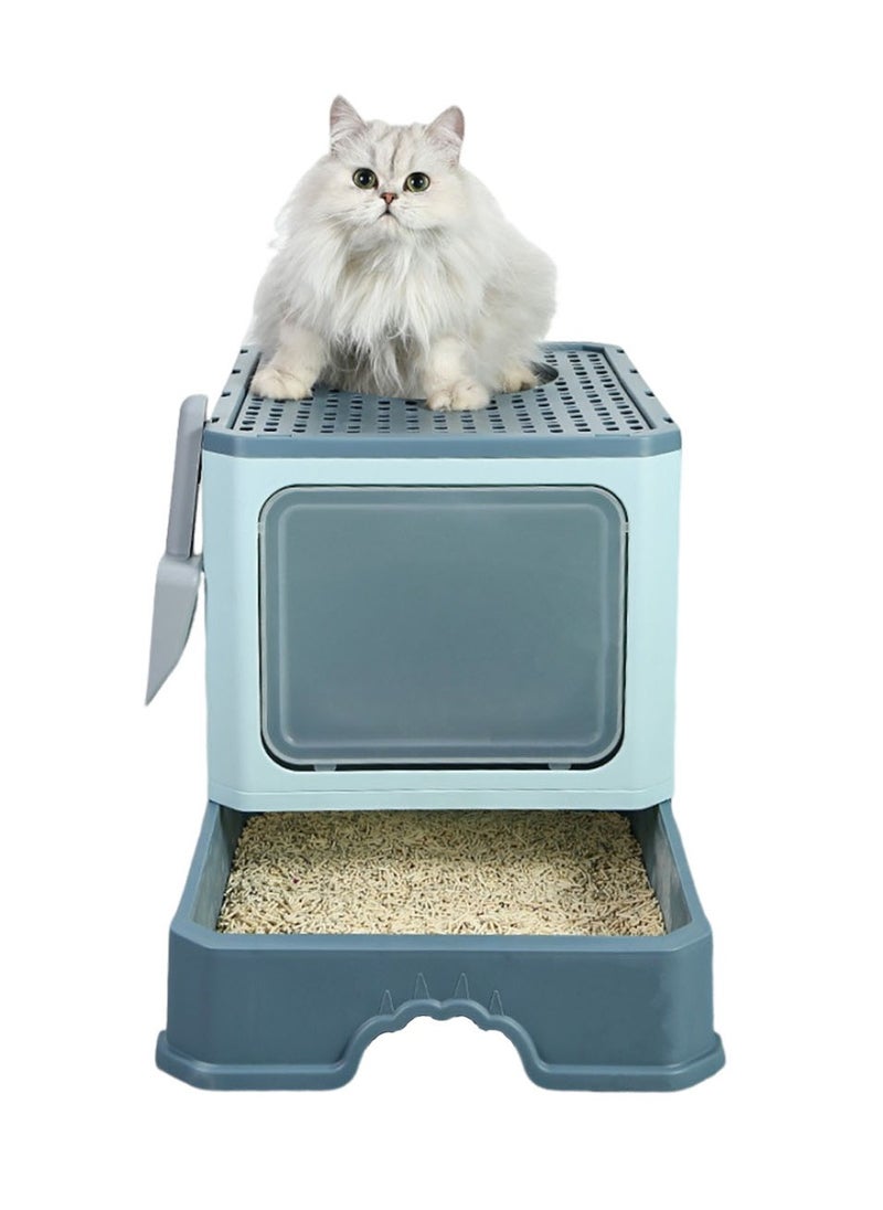 Kidle - Foldable Cat Litter Box with Lid Cat Litter Tray Litter Basin for Cats - Image 1