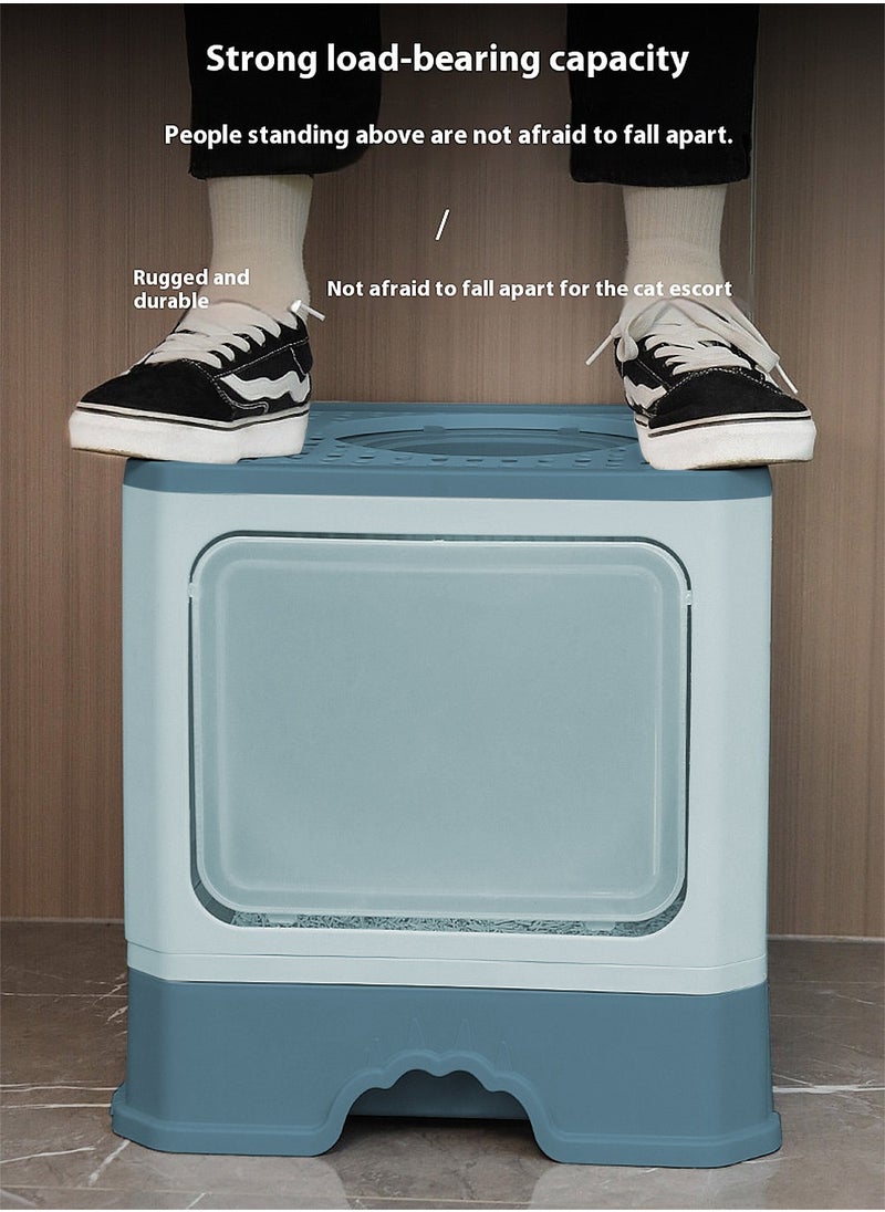 Kidle - Foldable Cat Litter Box with Lid Cat Litter Tray Litter Basin for Cats - Image 1