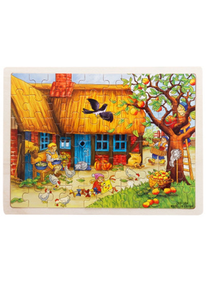 مجموعة ألغاز الصور المقطوعة من سلسلة المزرعة الخشبية التعليمية للأطفال، حقيبة هدايا مناسبة - Image 1