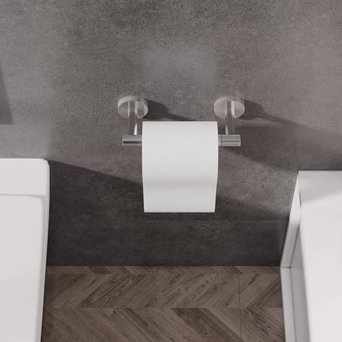 RARXTR Bathroom Toilet Paper Holder Wall Mount SUS304 Stainless Steel Double Post Pivoting Toilet Paper Roll Holder Wall Mounted for Bathroom RV Commercial Toilet Tissue Dispensers, Brushed Nickel - Image 2
