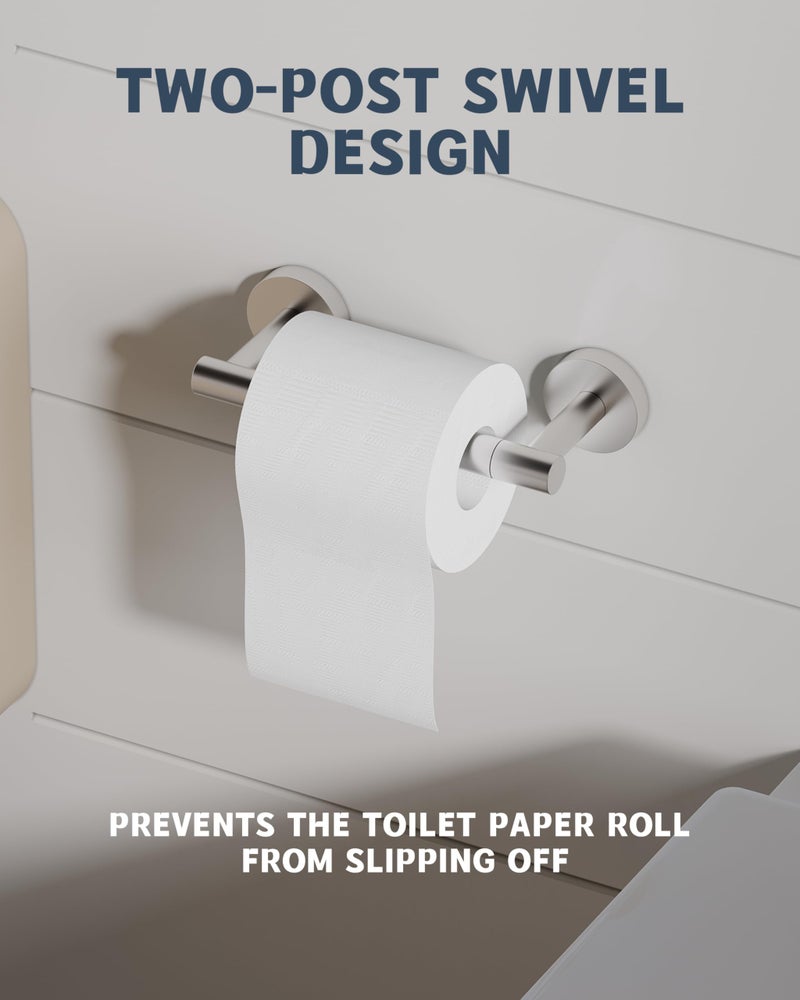 RARXTR Bathroom Toilet Paper Holder Wall Mount SUS304 Stainless Steel Double Post Pivoting Toilet Paper Roll Holder Wall Mounted for Bathroom RV Commercial Toilet Tissue Dispensers, Brushed Nickel - Image 3