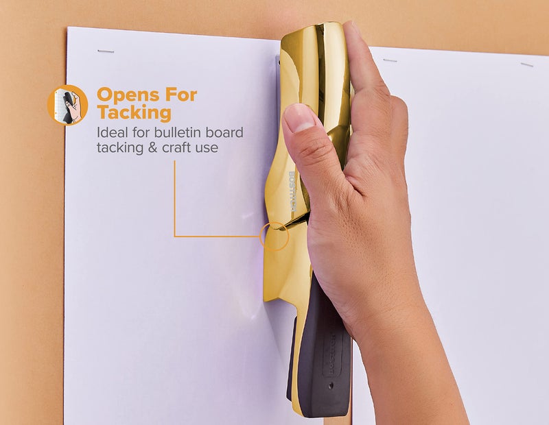 Bostitch Office Heavy Duty Stapler, 40 Sheet Capacity, No Jam, Half Strip, Fits into the Palm of Your Hand, For Classroom, Office or Desk, Gold Chrome - Image 5