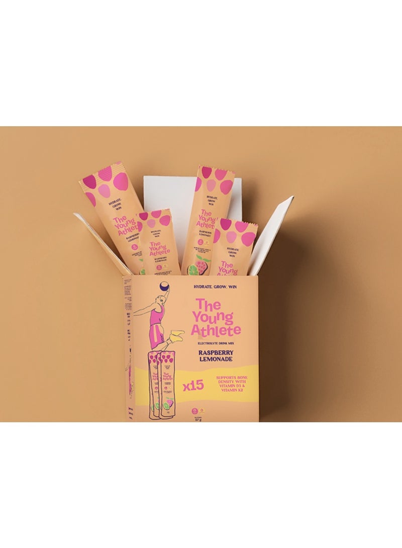 The Young Athlete Electrolyte Hydration Powder – Raspberry Lemonade – Sodium 252mg, Zero Sugar, Keto, 0 Calories, Gluten Free, Vitamin D3 & K2 for Bone Health – 3.8gx15 Sticks - Image 3