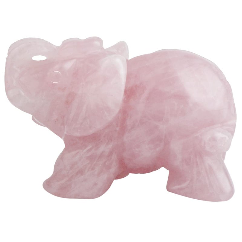 mookaitedecor Rose Quartz Elephant Crystal Sculpture Statue Healing Reiki Pocket Gemstone Figurines Crafts 1.5 Inch - Image 1