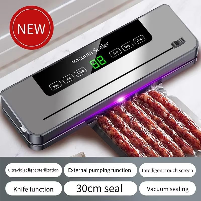 ENEM Vacuum Sealer Machine for Packing with Cutter, with 2 Year Warranty from enem, Sealing Machine for Food Packets, 65kpa Automatic Dry & Wet Air Packet Sealer Machine, With Free 20 Vacuum Pouches - Image 4