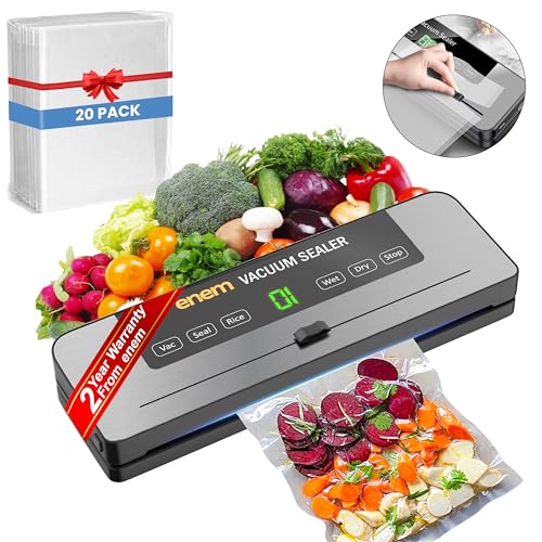 ENEM Vacuum Sealer Machine for Packing with Cutter, with 2 Year Warranty from enem, Sealing Machine for Food Packets, 65kpa Automatic Dry & Wet Air Packet Sealer Machine, With Free 20 Vacuum Pouches - Image 3