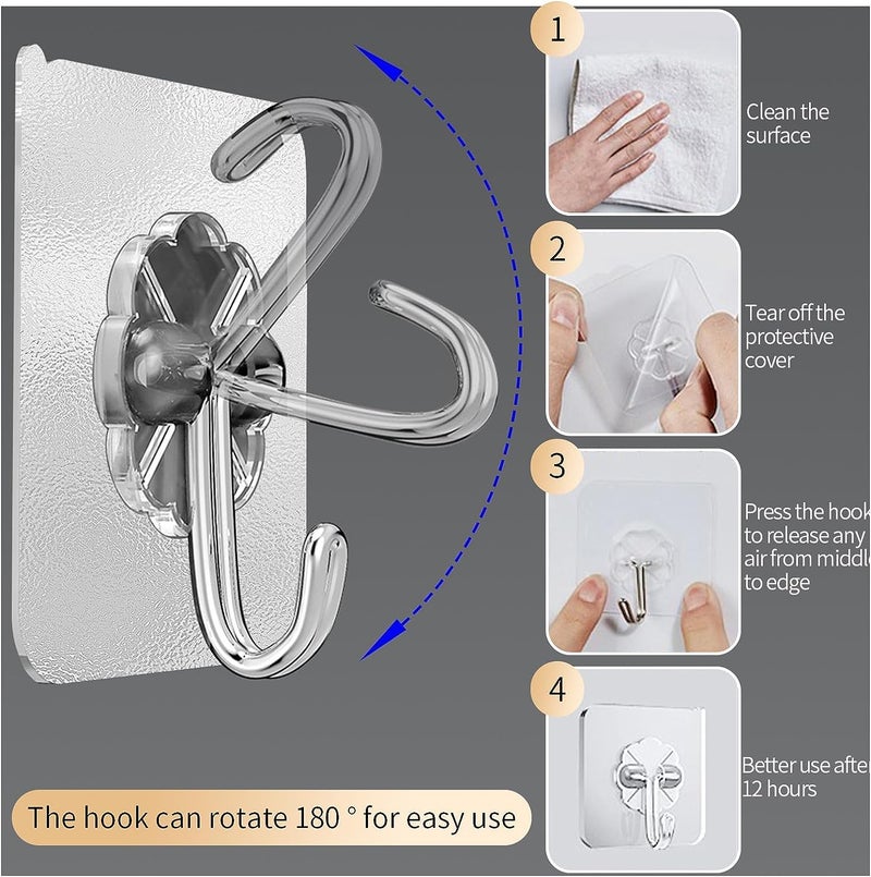 COOFANDY Wall Hooks for Hanging Transparent Waterproof Sticky Hooks Nail Free Sticky Hangers with Stainless Hooks for Bathroom Kitchen Outdoor Dorm Room Essentials 10 - Image 3