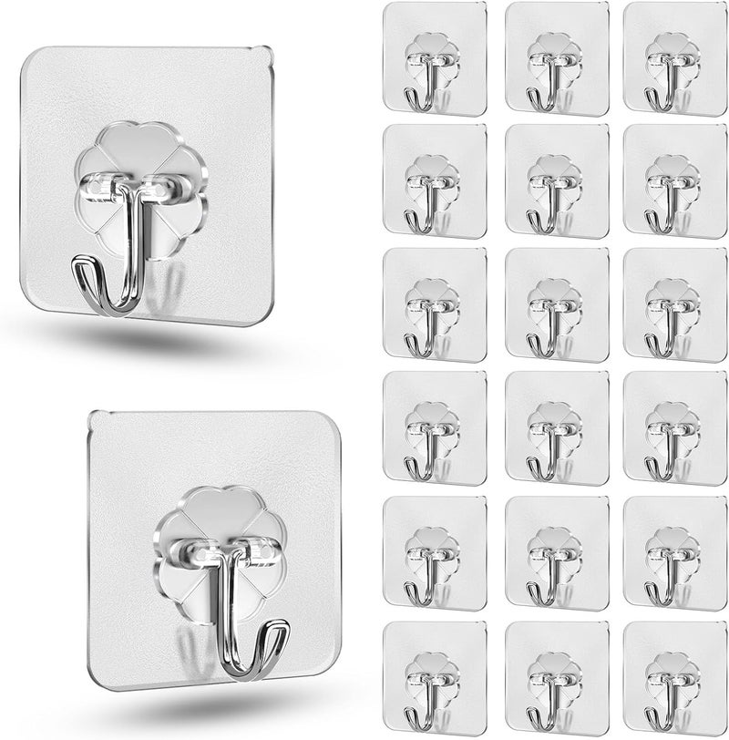 COOFANDY Wall Hooks for Hanging Transparent Waterproof Sticky Hooks Nail Free Sticky Hangers with Stainless Hooks for Bathroom Kitchen Outdoor Dorm Room Essentials 10 - Image 1