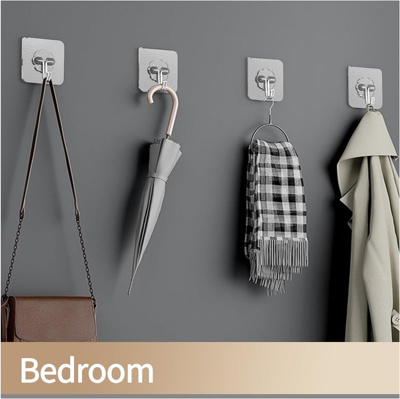 COOFANDY Wall Hooks for Hanging Transparent Waterproof Sticky Hooks Nail Free Sticky Hangers with Stainless Hooks for Bathroom Kitchen Outdoor Dorm Room Essentials 10 - Image 4