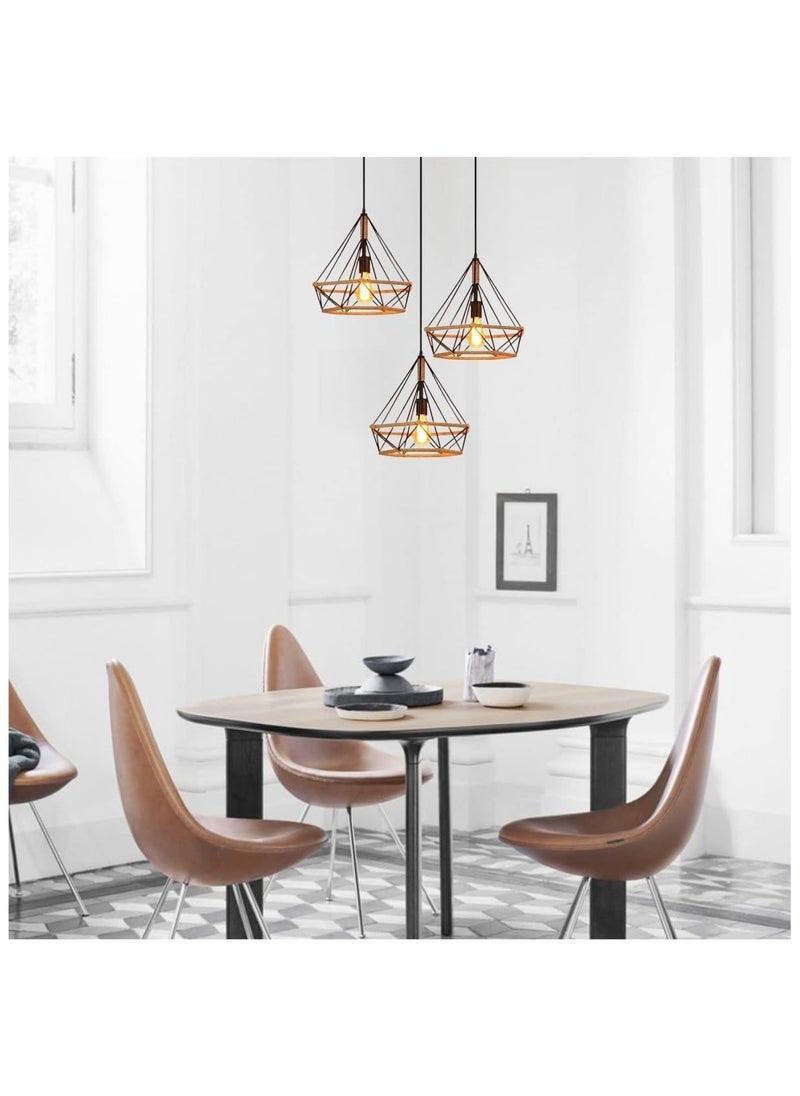 3-Light Farmhouse Hemp Rope Chandelier, Vintage Ceiling Lighting Lamp, Industrial Pendant Light Fixture for Kitchen Island Living Room Dining Room Bedroom ,2PC,PACK ( WITHOUT LAMP )  - Image 3