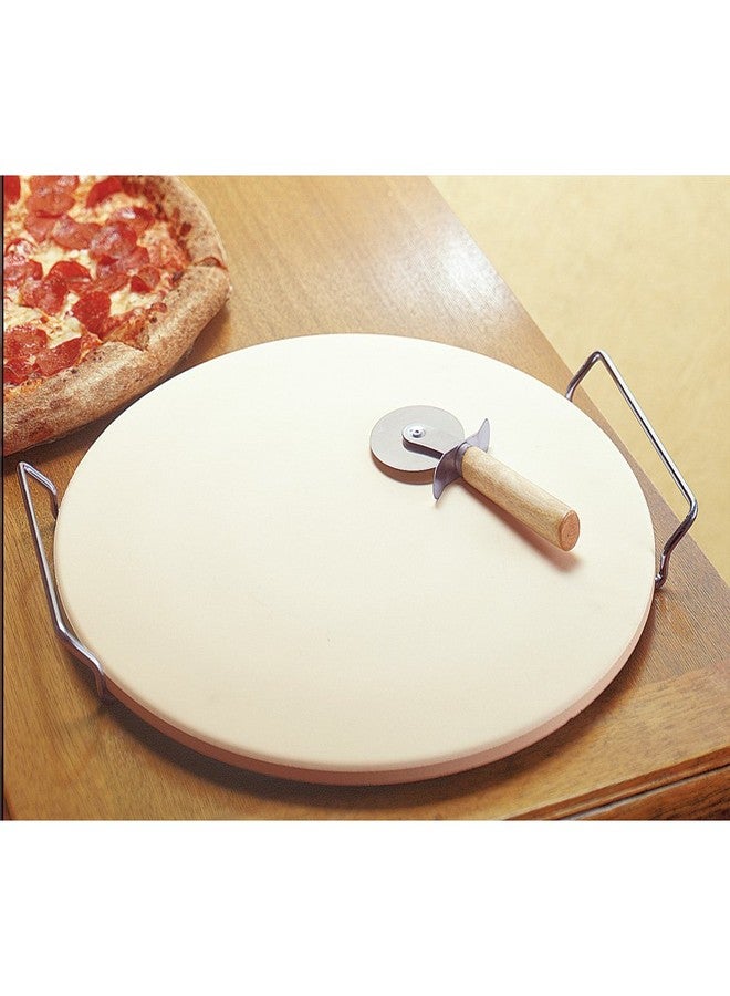 GoodCook Oven to Table Ceramic Stoneware Pizza Stone with Metal Rack, 14.75", White - Image 2