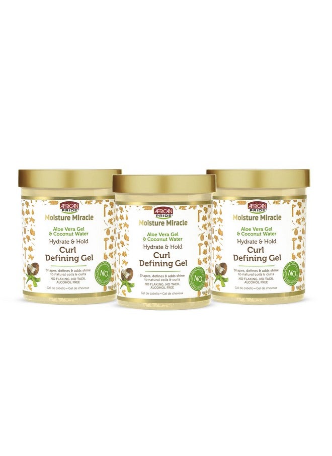 African Pride Moisture Miracle Hydrate & Hold Curl Defining Hair Gel (3 Pack) For Natural Coils & Curls Hydrates & Controls Frizz 18 Oz  - Image 1