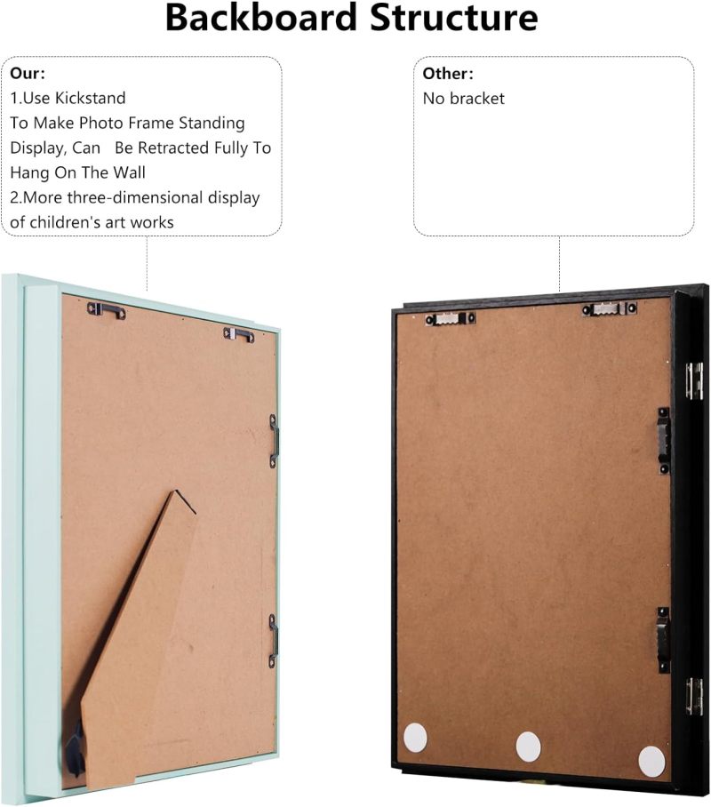 Kids Artwork Frame 2-Pack 10x12.5 Black Changeable Front Opening Display Kids Picture Frames - Tiffany Blue Premium MDF Frame for Children Drawing Crafts - Image 3