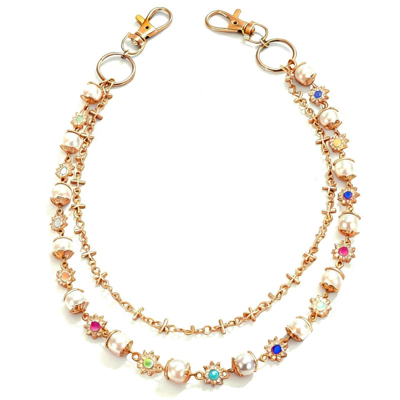KYLELOVE Fashionable Layered Pants Wallet Chain for Men and Women Golden Exquisite Punk Jeans Key Chain Accessories with Beautiful Rhinestone Sunflower Chains - Image 1
