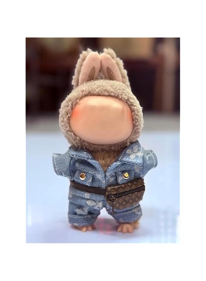 Arabest Clothes for Labubu(NO Doll) - Exquisite Luxury Designer Accessories Clothes Set for Labubu,Boy Clothes Set with Bag Suitable for Labubu 17 Cm Doll (Blue-suitset) - Image 2