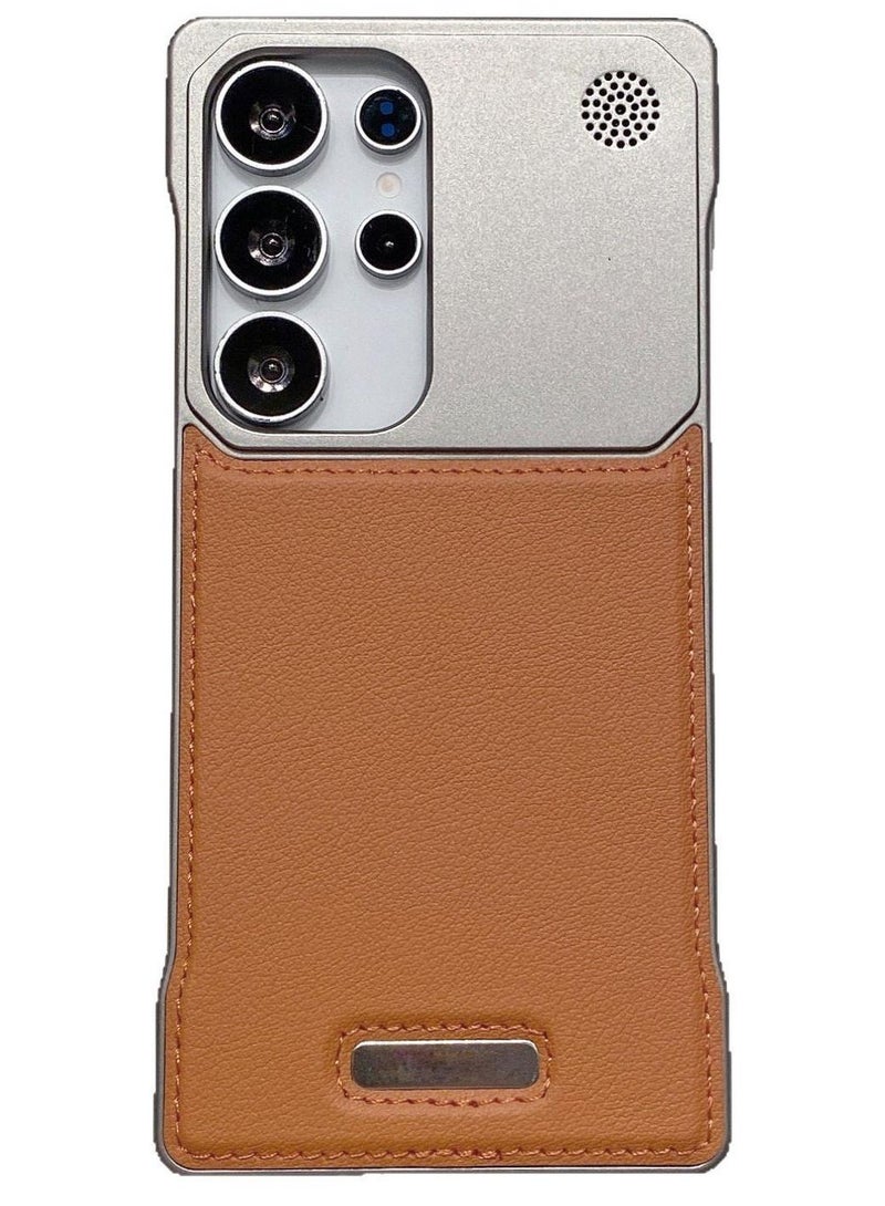 general Luxury Leather Protective Case for Galaxy S25 Ultra, with Magnetic Frame and Borders - Image 1