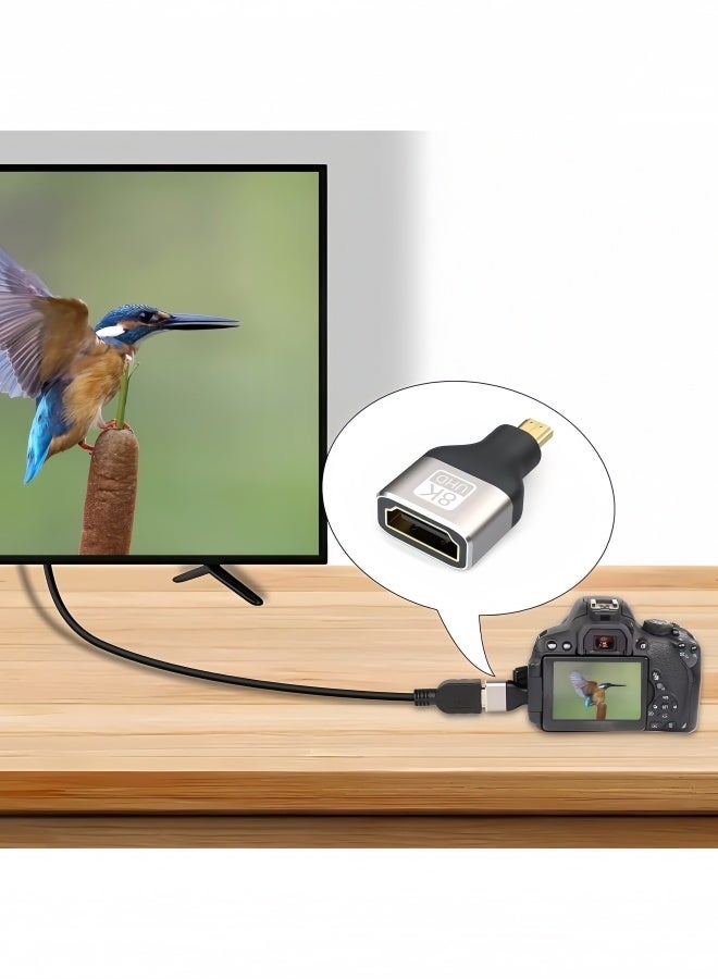 YINPAGE Micro HDMI to HDMI Adapter 2-Pack - HDMI 2.1Supports 8K@60Hz/4K@144Hz HDR - Compatible with Raspberry Pi 4/5, GoPro, Camera, DSLR, Laptop - Aluminum Shell with Gold-Plated Connectors - Image 3