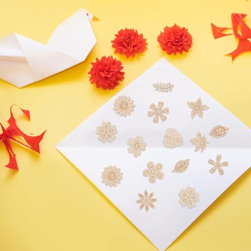 Cliths Pack of 30 Pcs DIY Wooden Flowers for Crafts, Unfinished Wood Cutouts for Painting, Fall Leaves Craft Shapes, Decorative Wooden Chips for DIY, Scrapbooking, and Home Decor - Image 4