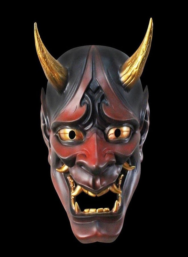 SASKATE Japanese Hannya Mask, Samurai Oni Face Cover, Halloween Cosplay Horror Face Cover for Stage Performance (Red) - Image 3