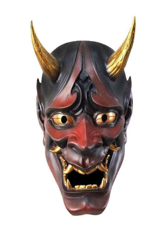 SASKATE Japanese Hannya Mask, Samurai Oni Face Cover, Halloween Cosplay Horror Face Cover for Stage Performance (Red) - Image 1