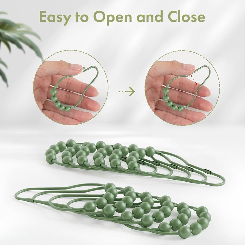Amazer Shower Curtain Hooks, Decorative Shower Curtain Hooks, Sage Green Rustproof Stainless Steel Shower Hooks for Shower Curtain Liner Shower Rod Hook 12pcs - Image 5