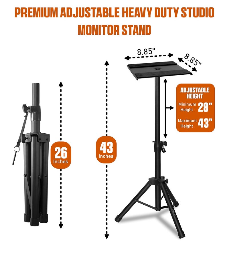Softline Pro SP80 Heavy Duty Tripod Studio Monitor Stand - Single - Image 4