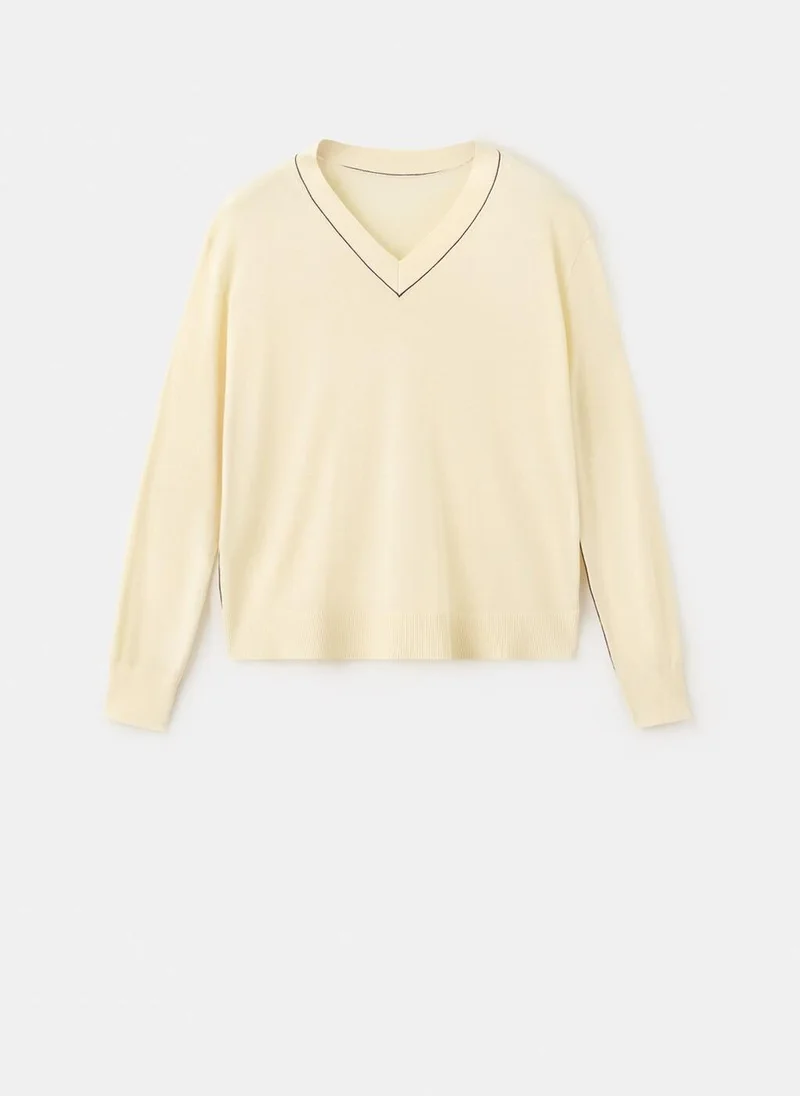 MANGO  V-neck sweater with contrasting trim for Women | Best Price UAE