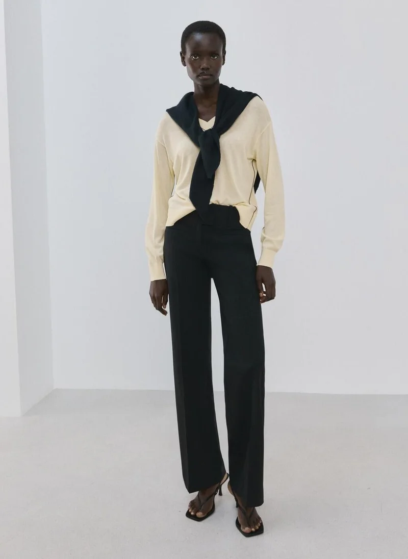 MANGO  V-neck sweater with contrasting trim for Women | Best Price UAE