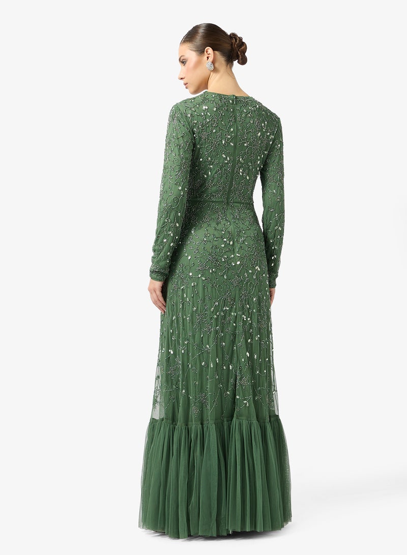 MARYISA Zareen Modest Embellished Sequin Long Sleeve Maxi Dress - Image 2