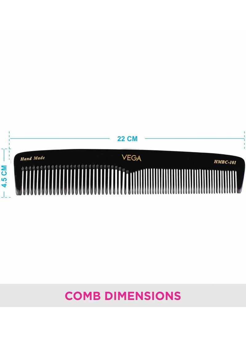 Vega Graduated Black Dressing Handmade Hair Comb (India's No.1* Hair Comb Brand)For Men and Women (HMBC-101)  - Image 2