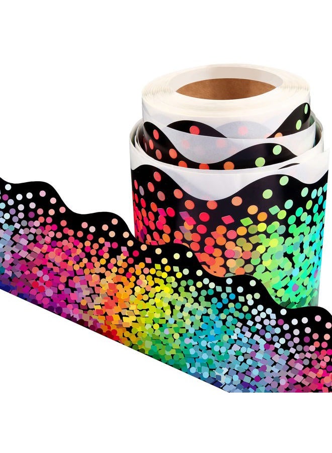 Tenare Colorful Dot Trim Border Confetti Bulletin Board Border Trim Self Adhesive Border Classroom Decoration Back to School Decorations Border for Bulletin Board Office Chalkboard Decor, 49.2 Feet - Image 1