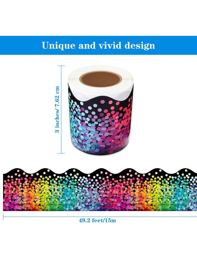 Tenare Colorful Dot Trim Border Confetti Bulletin Board Border Trim Self Adhesive Border Classroom Decoration Back to School Decorations Border for Bulletin Board Office Chalkboard Decor, 49.2 Feet - Image 2