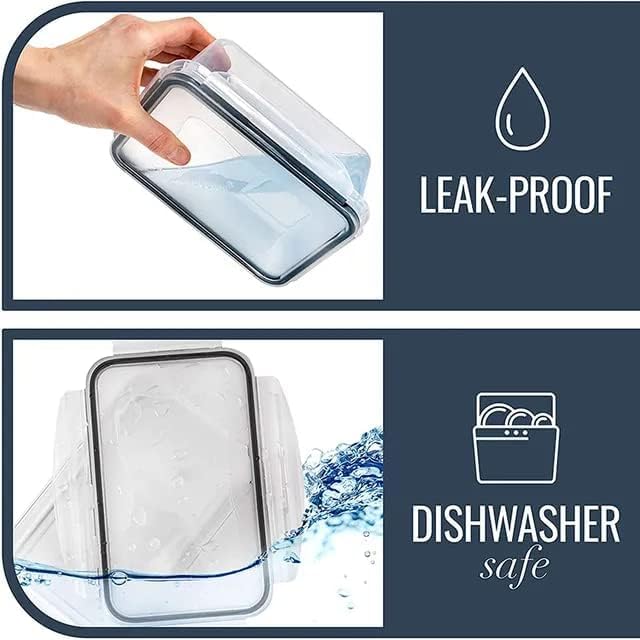 Snazzy مجموعة حاويات تخزين الطعام محكمة الإغلاق 24 قطعة خالية من BPA بلاستيك شفاف لتنظيم المطبخ والمخزن تحضير الوجبات حاوية الغداء مع أغطية مقاومة للتسرب مجموعة ملصقات وملعقة - Image 5