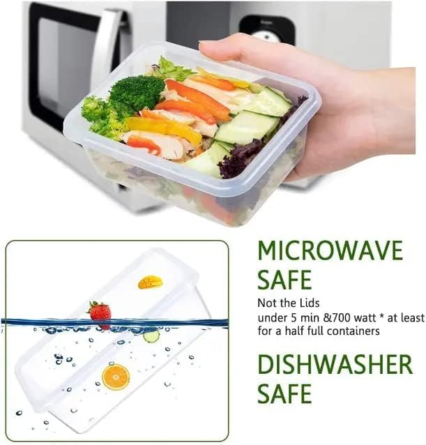 Snazzy مجموعة حاويات تخزين الطعام محكمة الإغلاق 24 قطعة خالية من BPA بلاستيك شفاف لتنظيم المطبخ والمخزن تحضير الوجبات حاوية الغداء مع أغطية مقاومة للتسرب مجموعة ملصقات وملعقة - Image 3