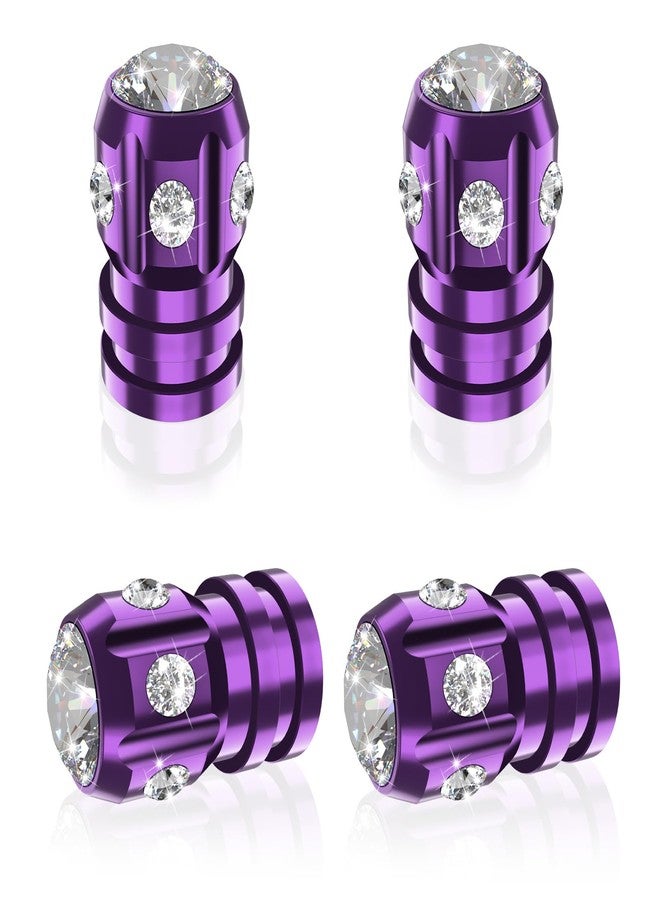 QUARKACE Tire Valve Caps, Bling Valve Stem Caps with Sparkly Rhinestones, Tire Caps 4 Pack for Cars SUVs Trucks Motorcycles Bikes, Anti-Fading Coating, Corrosion Resistant, Air Leakproof - Purple - Image 1