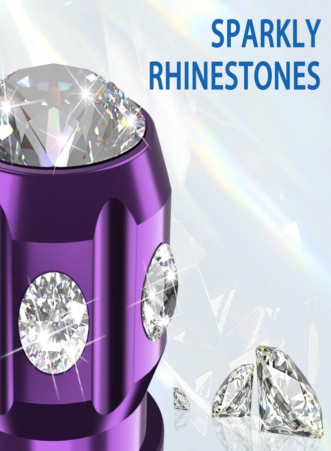 QUARKACE Tire Valve Caps, Bling Valve Stem Caps with Sparkly Rhinestones, Tire Caps 4 Pack for Cars SUVs Trucks Motorcycles Bikes, Anti-Fading Coating, Corrosion Resistant, Air Leakproof - Purple - Image 2
