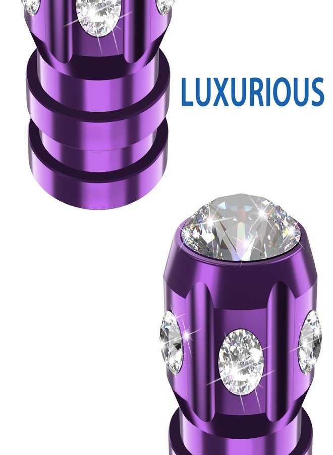 QUARKACE Tire Valve Caps, Bling Valve Stem Caps with Sparkly Rhinestones, Tire Caps 4 Pack for Cars SUVs Trucks Motorcycles Bikes, Anti-Fading Coating, Corrosion Resistant, Air Leakproof - Purple - Image 3