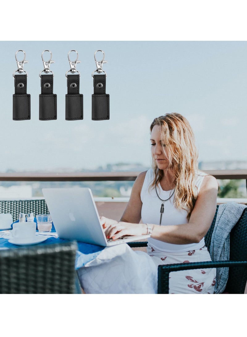 XiuWoo 4 Pcs Portable Pen Holder Leather Badge Pencil Pouch Pocket Protector for Keychain or Neck Lanyard - Image 2