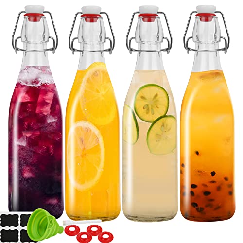 ZEBEIYU 32oz Beer BottleSwing Top Glass Kombucha Bottles with Stoppers for Brewing Beverages Smoothies Kefir Beer Soda Juicing Kombucha Oil Water Milk Vinegar4 Pack - Image 1