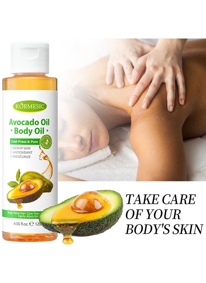 Kormesic Avocado Oil Body Oil- Natural Moisturizing Oil, Antioxidant, Soft Skin, Delaying Skin Aging, Anti Wrinkle Tight Body Massage Oil  120ml  - Image 1