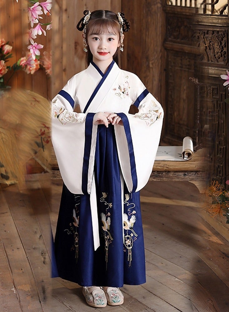 liannaner Toddler Girl Embroidered Hanfu Long Dress, Kids Traditional Cheongsam Learning Costume, Classic Performance Gown, Spring Hanfu Attire for Girls - Image 3