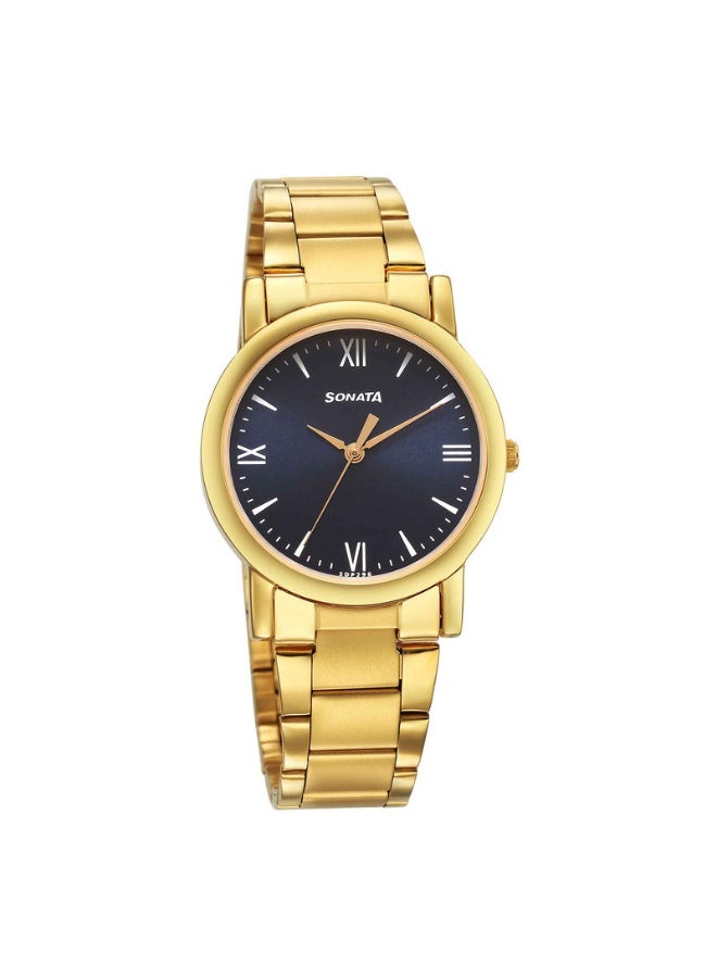 Sonata 7987YM14 Men's Watch – Blue Dial, Gold Stainless Steel Strap, Quartz, 3 ATM Water Resistance - Image 1